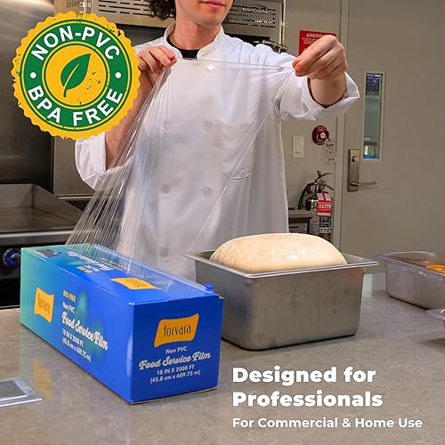 Miniatura 3 de Película de 18 pulgadas x 2000 pies sin PVC para servicio de alimentos/caja de corte con cortador deslizante, película adhesiva segura para