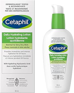 Cetaphil Daily Hydrating Lotion with Hyaluronic Acid - 24Hr Hydration - Fragrance-Free, Paraben-Free - For Dry and Sensiti...