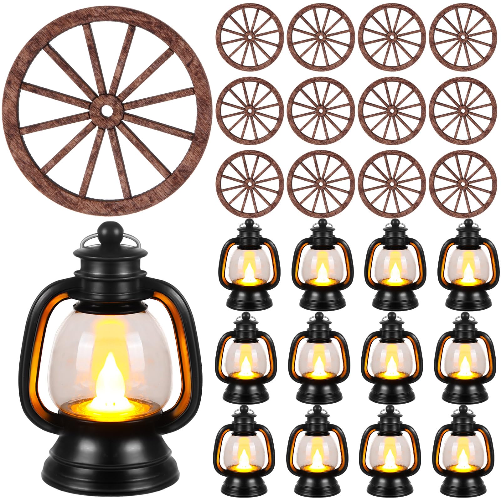 Centres de table rodéo western avec mini lanternes de cowboy pour fête