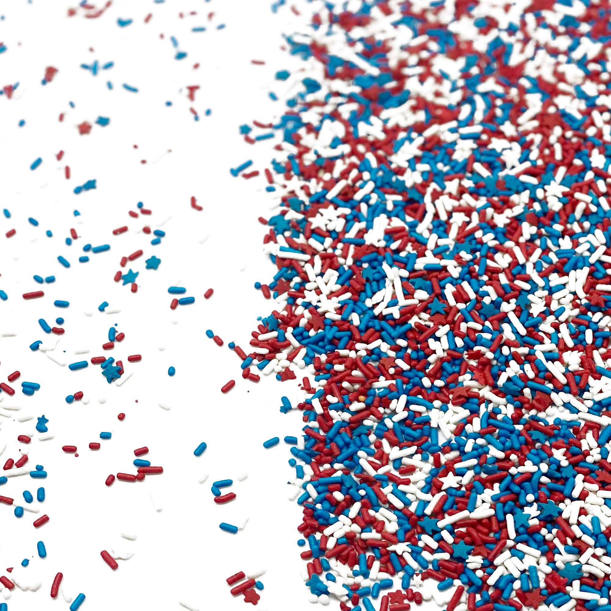 Stars & Stripes for Decorating, Baking, and Toppings in Blue, White, Red Jimmies,Fancy Edible, Patriotic Cake,Cookie, Cupcake and Ice Cream Sprinkles
