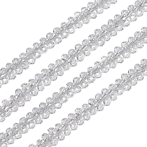 FINGERINSPIRE 15 Yards Metallic Braid Lace Trim 1/4" Flower Pattern