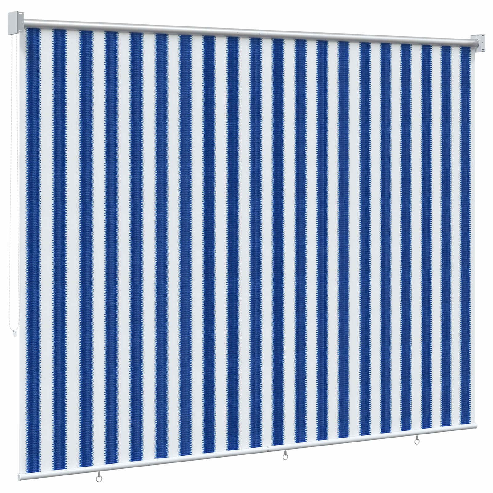 Tenda a Rullo Esterno 225x230 cm HDPE Parasole a Strisce Blu
