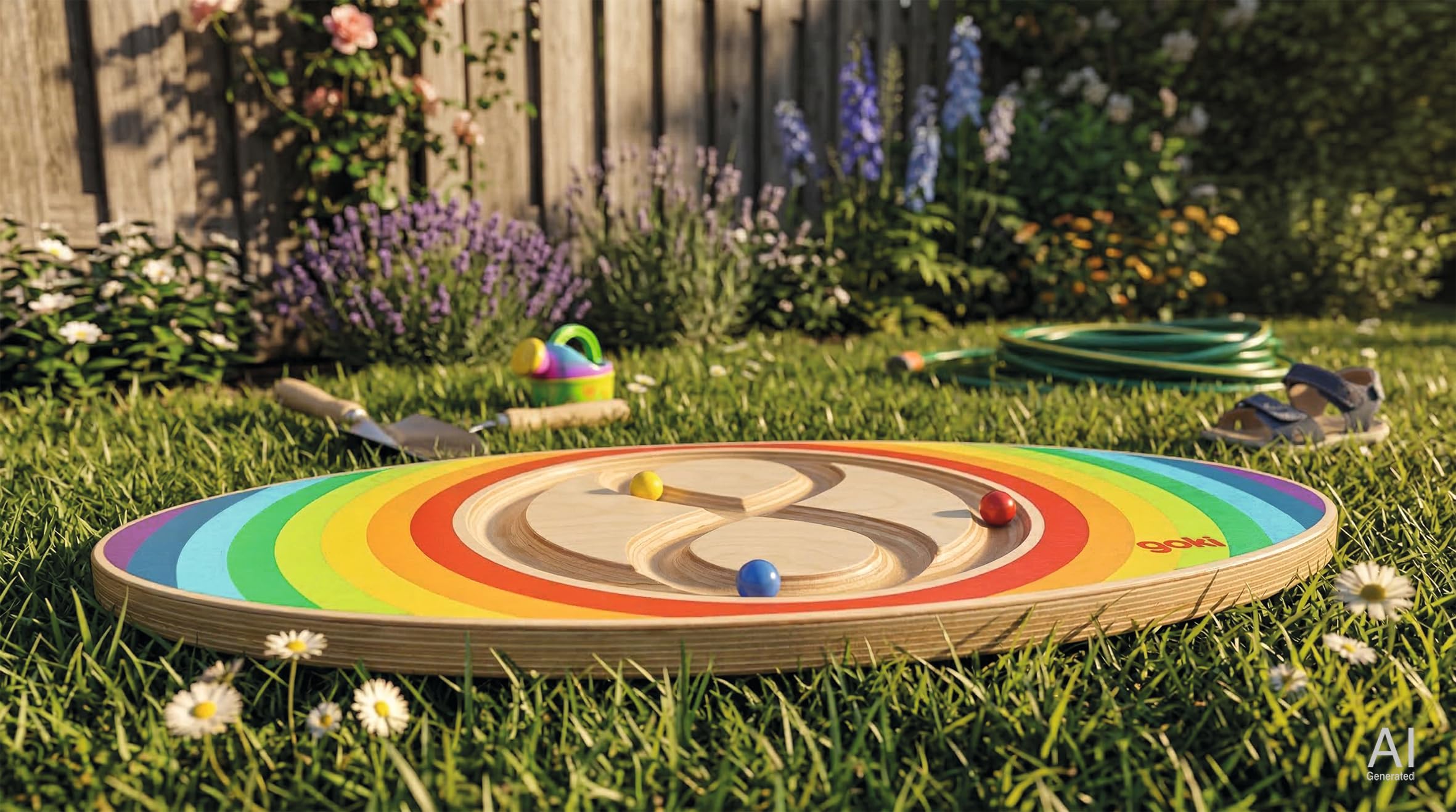 Balance Board Labirinto: 55,5 x 29 x 4 cm, Holz, mit 3 Murmeln, per Stück