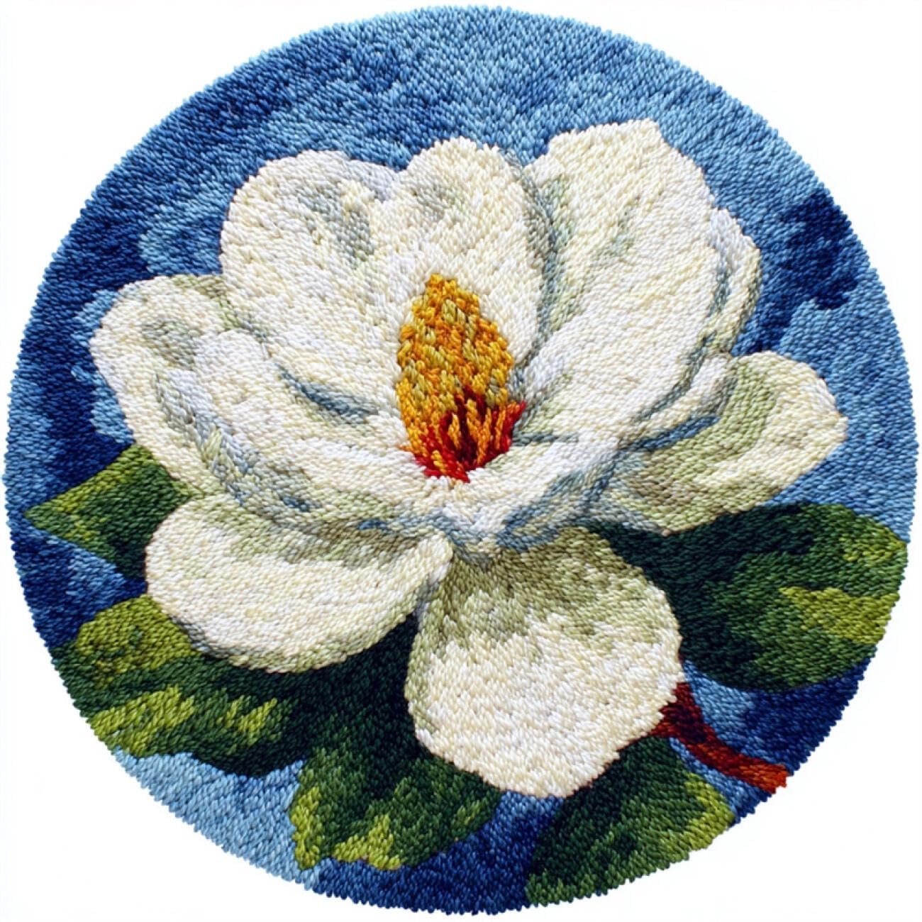 Kitquiver Rug Latch Hook Craft Kits White Gardenia 60x60cm