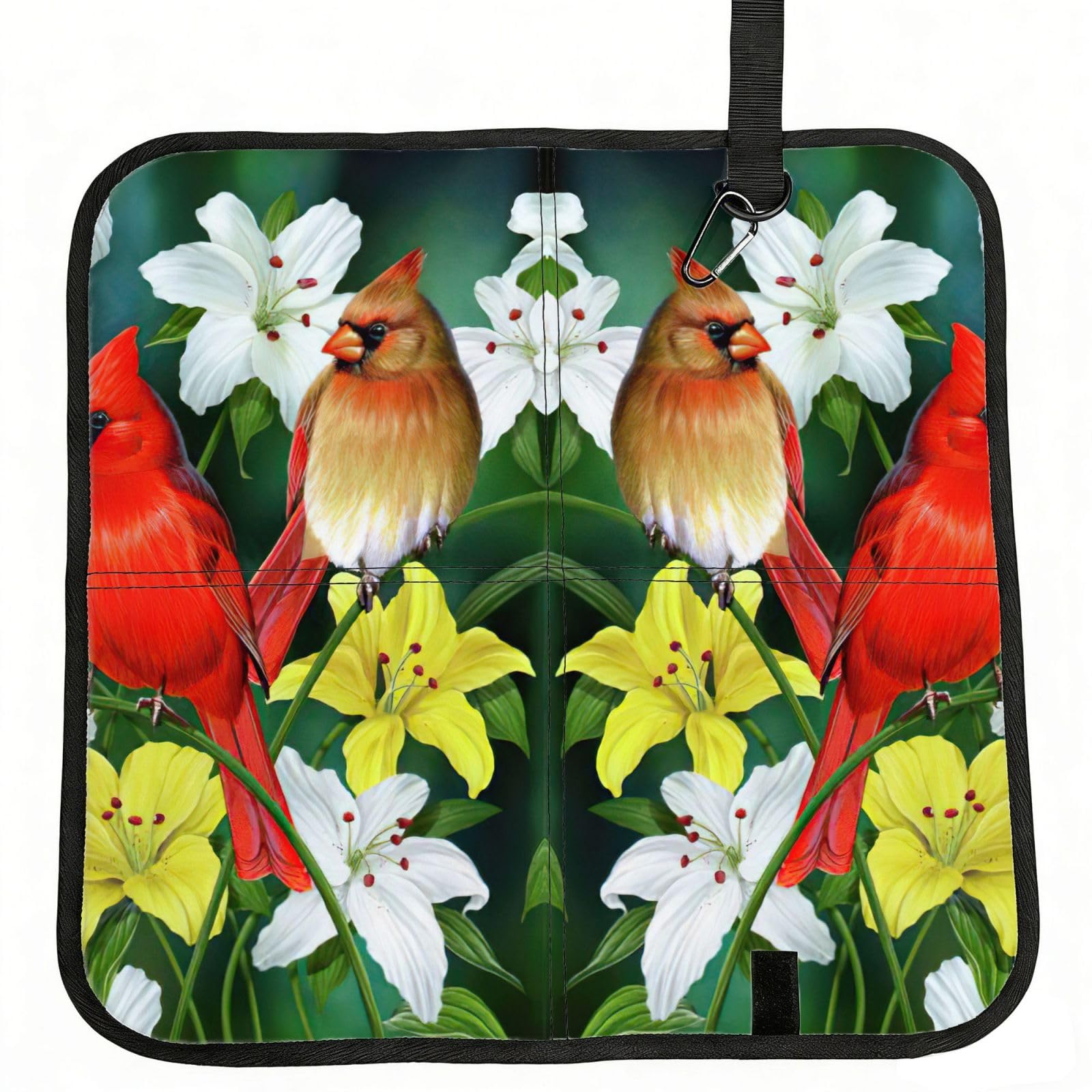 bghdfa Birds With Flowers Print Outdoor Sitting Mat Waterproof Oxford Cloth Seat Cushion Folding Foam Camping Seat For Picnic