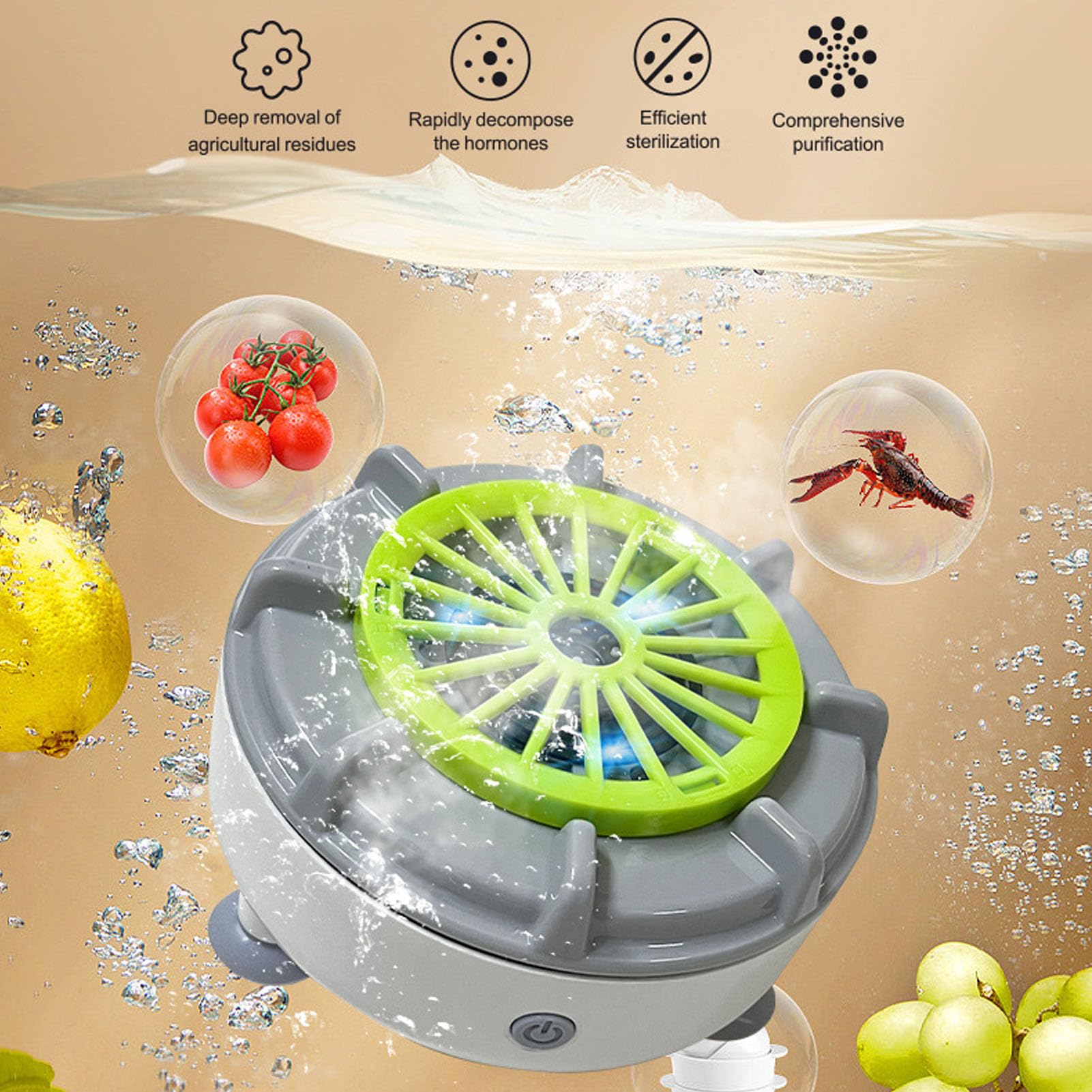Machine à Laver Les Fruits et Légumes, Spinner Adsorbable, Purificateur de Fruits et Légumes, Dispositif de Purification de Pesticides, Fruits et Légumes, Dégrade Profondément