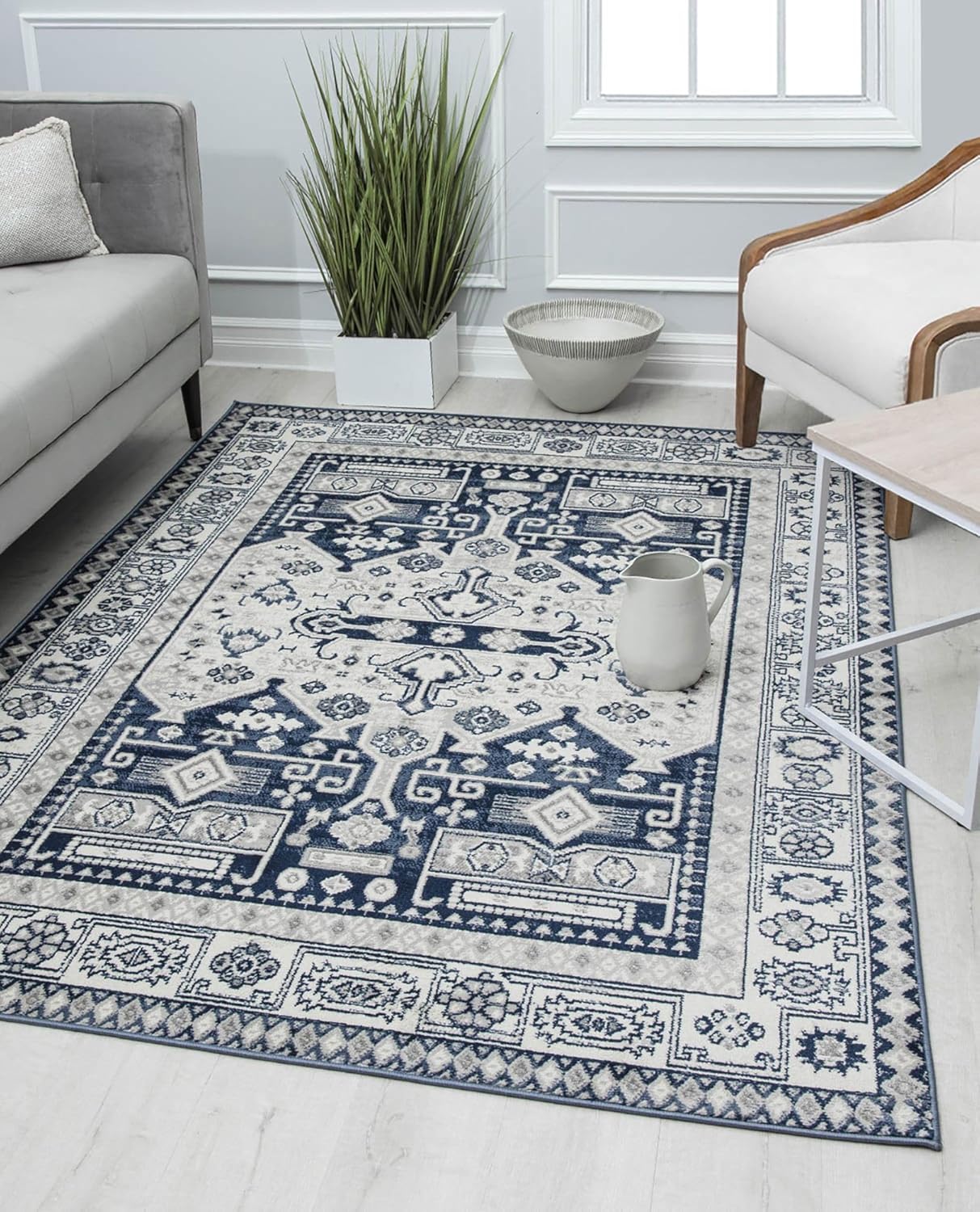 Rugs America Gabriel GL60C Navy Koti Vintage Transitional Blue Distressed Non-Shedding Living Room Bedroom Dining Home Office 2x4 Area Rug 2'6"x4'
