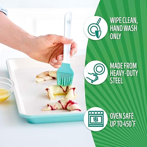 Miniatura 6 de GreenLife Soft Grip - Juego de ollas y sartenes antiadherentes de cerámica saludable, 16 piezas, azul y utensilios para hornear de cerámica