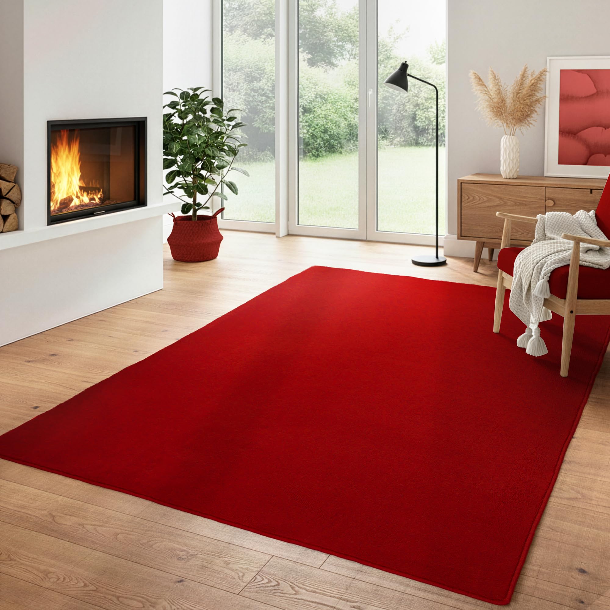 Einfarbiger Teppich Rund Wohnizmmer, Esszimmer, Schlafzimmer, Küchenteppich Waschbar Runder Teppich Beige Flauschig Kurzflor Carpet