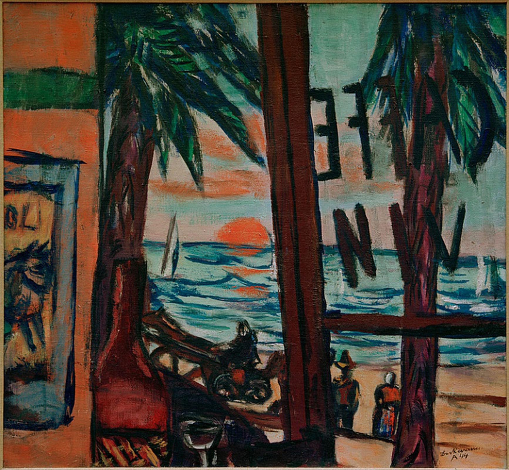 ARTXLXXBN Famous Painting Art Wall Decor Abstract Art Picture Café Bandol by Max Beckmann Animal Pictures for Home Decor 60x90cm