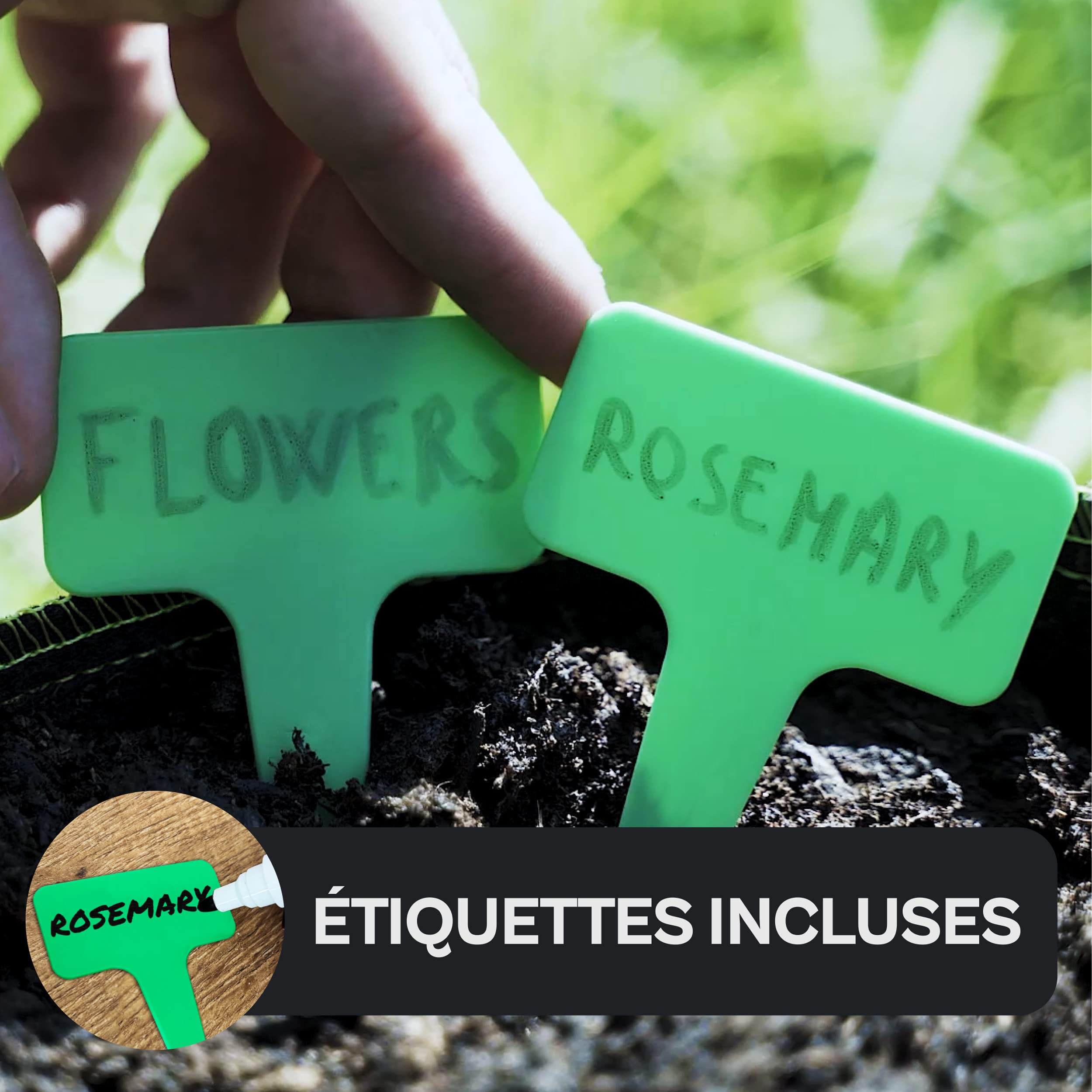 3 Sacs De Plantation 70L Géotextile - Avec Fenêtre Et étiquettes - Pour Plantes, Fleurs, Fraises
