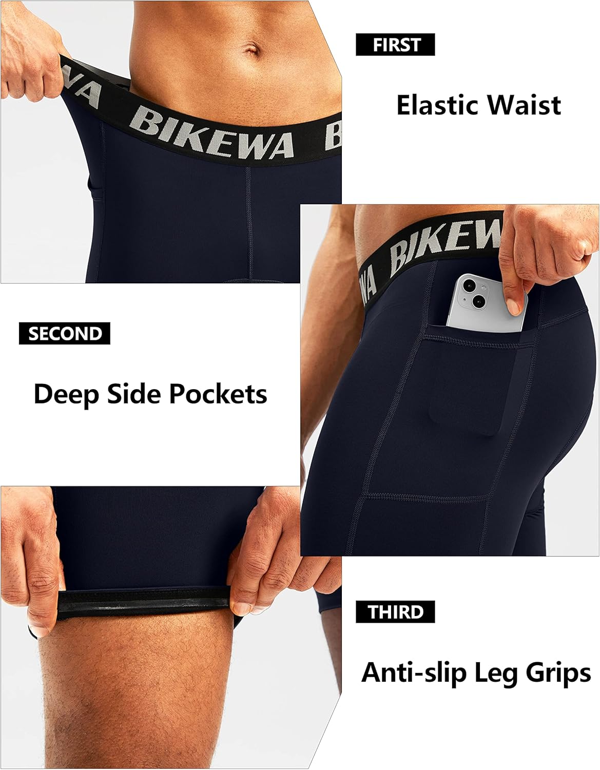 Men's 4D Padded Bike Shorts Cycling Underwear Biking Bicycle Padding Shorts for Men Side Pockets - Image 5