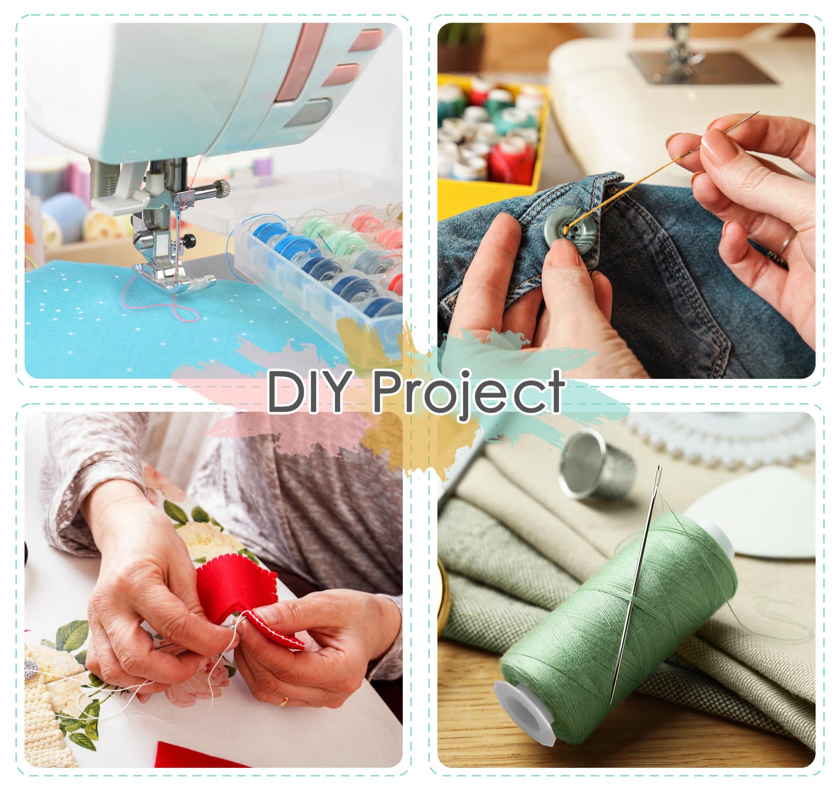 Ilauke 80 Couleur Fil De Machine à Coudre (550Yards) + 80 Fil De Canette Machine à Coudre (54Yards),Bobine Fil Pour Machine A Coudre Surjeteuses Avec Aiguilles à Coudre,Enfile-Aiguille,Ciseaux