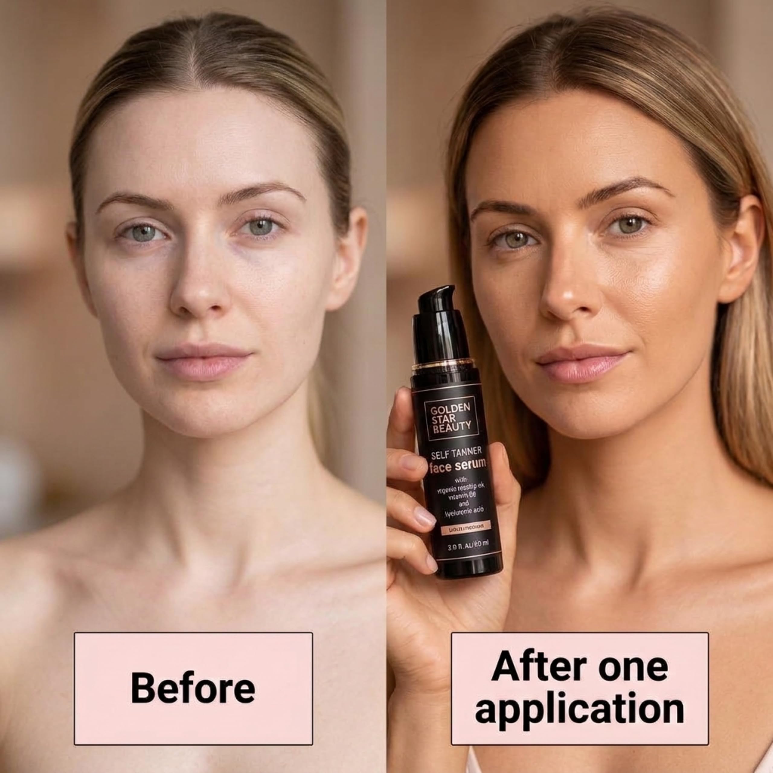 Face Tanner Self-Tan Serum with Hyaluronic Acid and Organic Oils