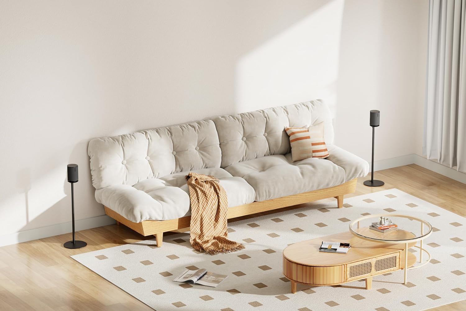 Mount Plus SB-71113 2 Pack Fixed Height Speaker Floor Stand Made for Sonos Speakers | Compatible with Sonos ERA 100 and ERA 300 Speakers | Cable Management (2 Pack Black Floor Stand) - Image 3