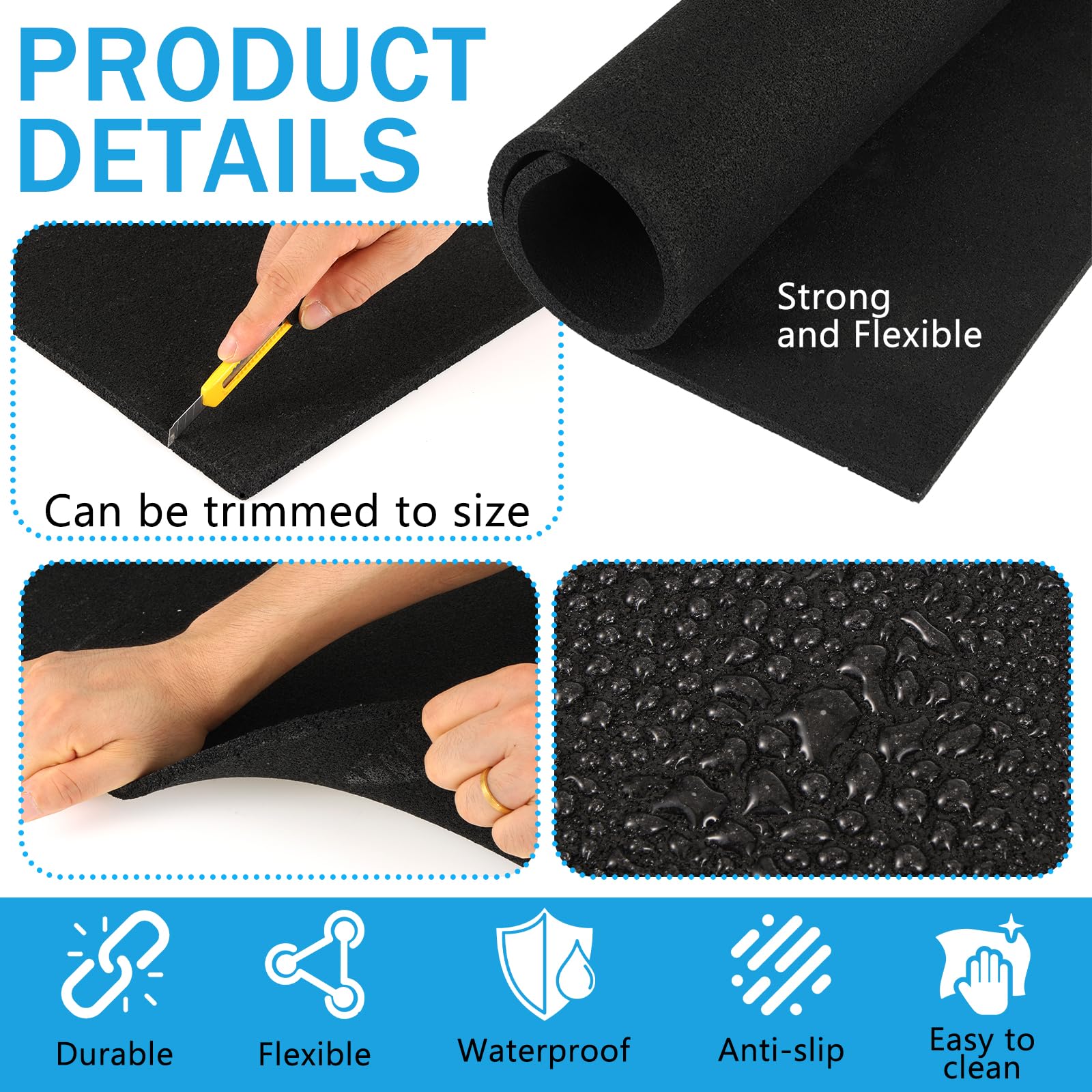 Premium Antivibrationsmatte 60 x 60 cm, 8 mm dick Robuste Antirutsch-Matte aus Gummigranulat zuschneidbare Antivibrationsunterlage für Waschmaschine Trockner Schallschutzmatte