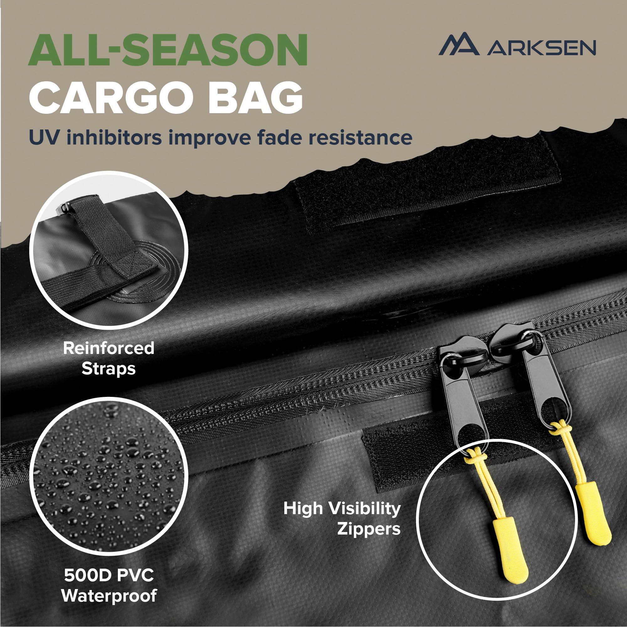 ARKSEN 60" X 25" X 14" Folding Cargo Rack Carrier With Bag, Net, Stabilizer & Straps