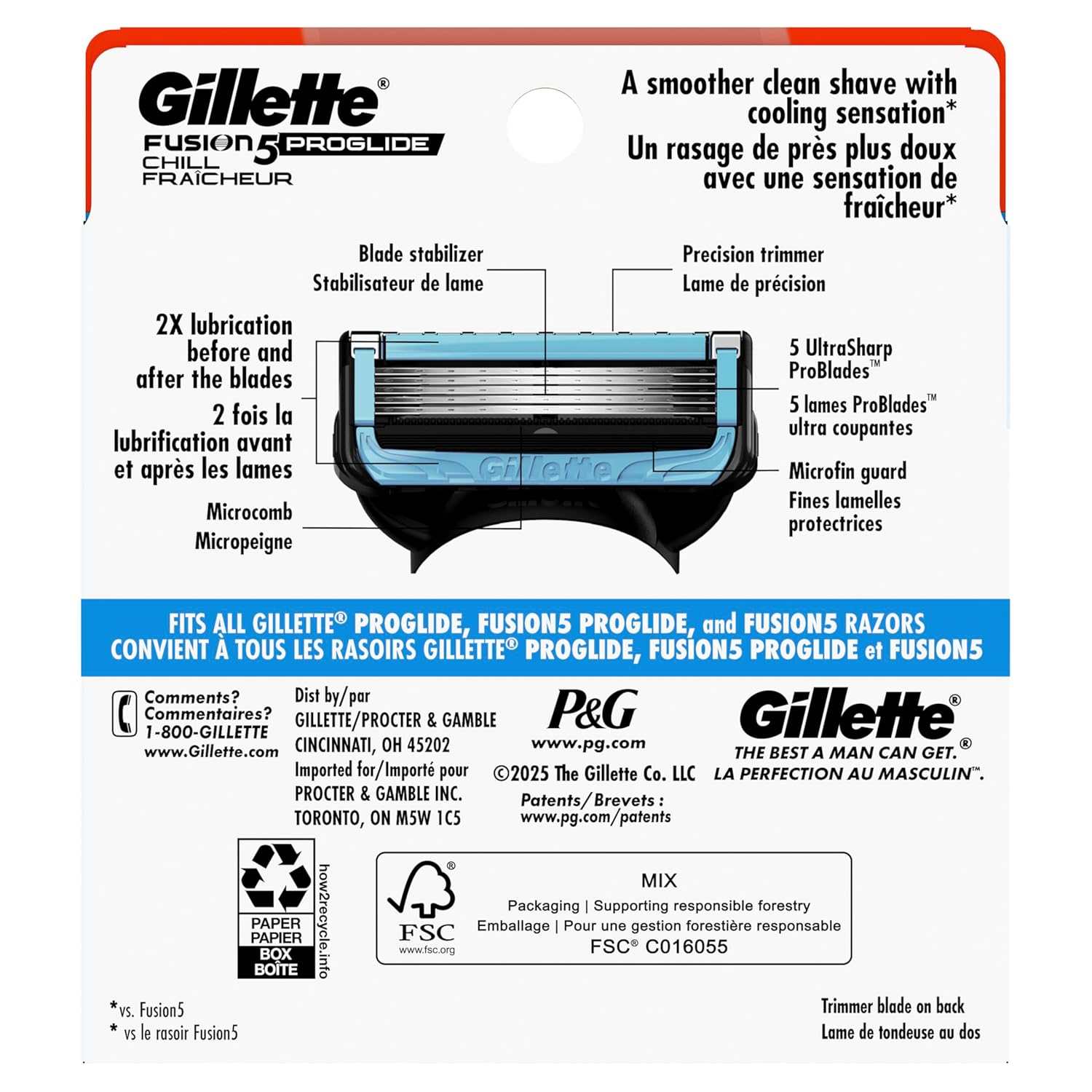Gillette ProGlide Chill Razor Refills for Men, 8 Blade Refills - Image 9