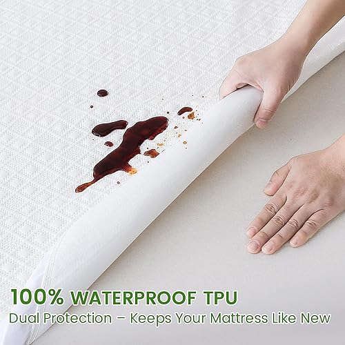 Miniatura 3 de KUUP 100% Waterproof California King Mattress Protector- Hypoallergenic Odor-Free Bamboo Rayon, Breathable Cooling 3D Air Noiseless Mattress Cover