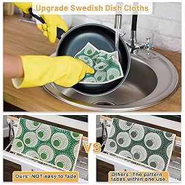 Lucomb 10 Pack Swedish Dishcloths for Kitchen, Reusable Cleaning Cloths Absorbent Non-Scratch Cellulose Sponge Cloths for Dishes Counters