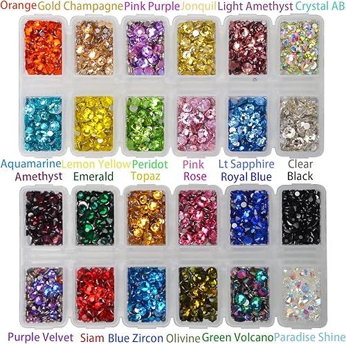 Miniatura 6 de 7000 Piezas Diamantes de Imitación 5 Tamaños Redondos de Cristal Vidrio Parte Trasera Plana Diamantes de Imitación con 1 Pinza y 1 Bolígrafo de