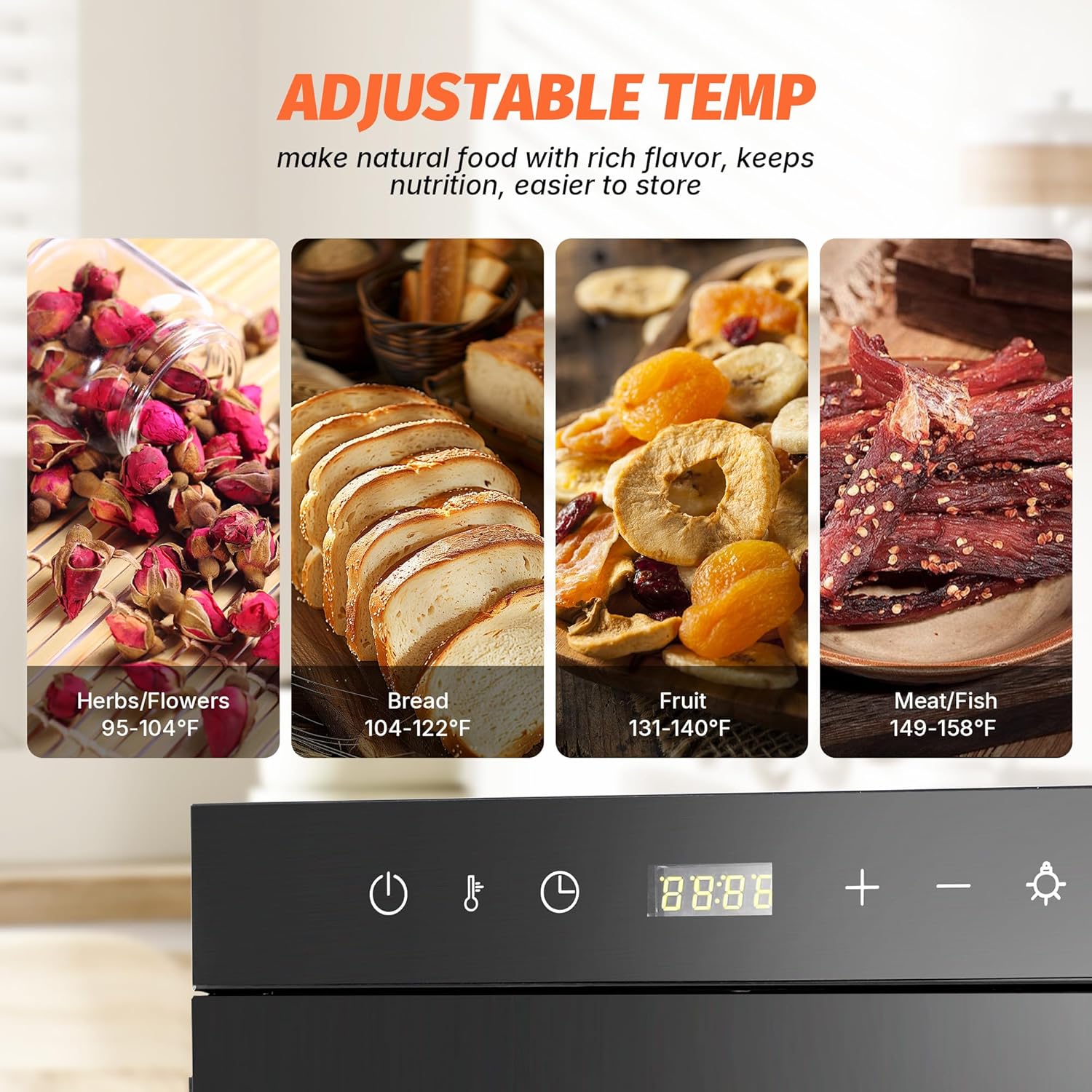 Commercial Food Dehydrator 24 Trays Black with Stainless Steel Trays, 1600W Dryer for Jerky, Fruit, Herbs & Candy, 24H Timer & 86-194°F Thermostat, 39.3 ft² Drying Area Mobile Design with Wheels