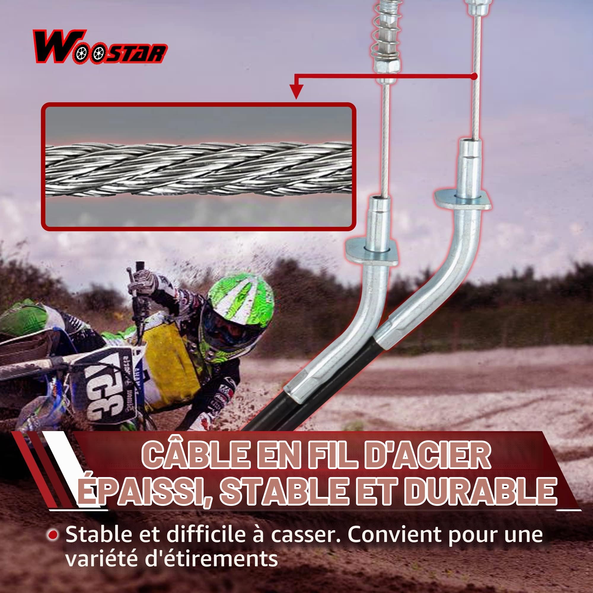WOOSTAR 54,7" Câble de Frein Remplacement pour 150cc 200cc 250cc 4 Roues ATV Quad