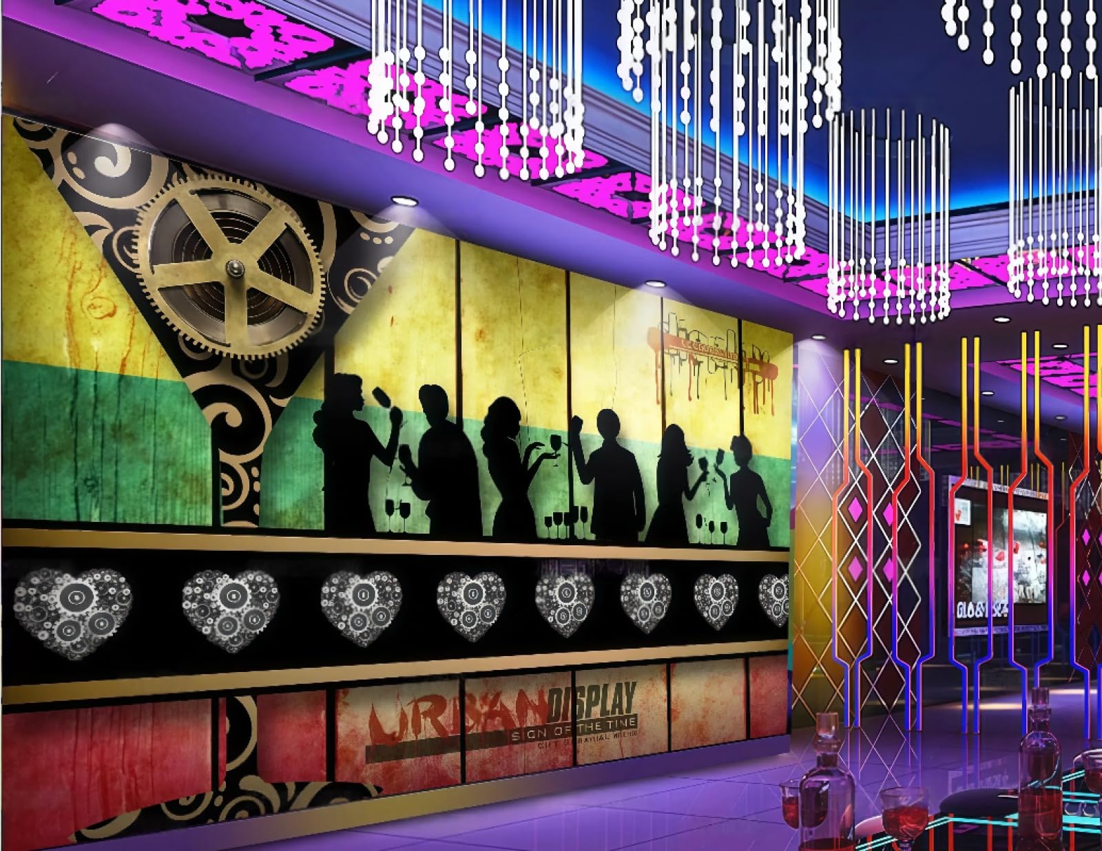 XDOUBAO Wallpaper Fashionable Color Wooden Board Three-Dimensional Gear Bar Nightclub Theme Afternoon Tea Western Restaurant Background Wall Wallpaper Coffee Shop Mural,3D,430x300cm