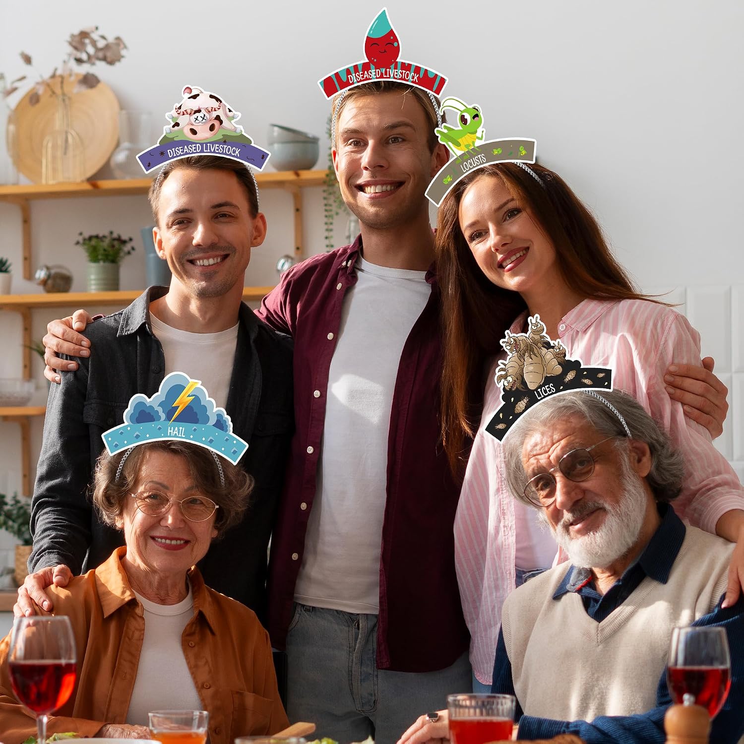 Melisheer 20PCS Passover Headbands, Cardboard Paper Passover Decorations, Pesach Seder Props for Costume Dress up Party Favors