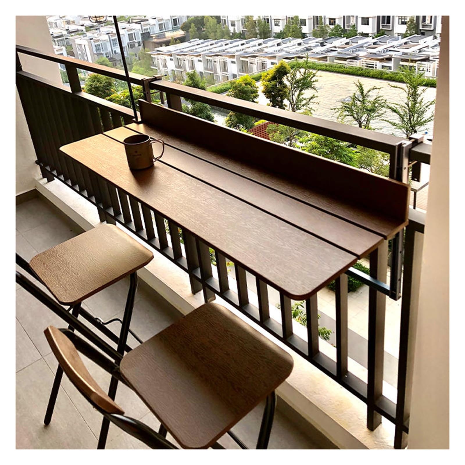 ZHANGGL Outdoor Folding Metal Railing for Small Spaces - Wall-Mounted Balcony Serving Desk, Space-Saving Design, L60*W37cm, Perfect for Patios and Balconies