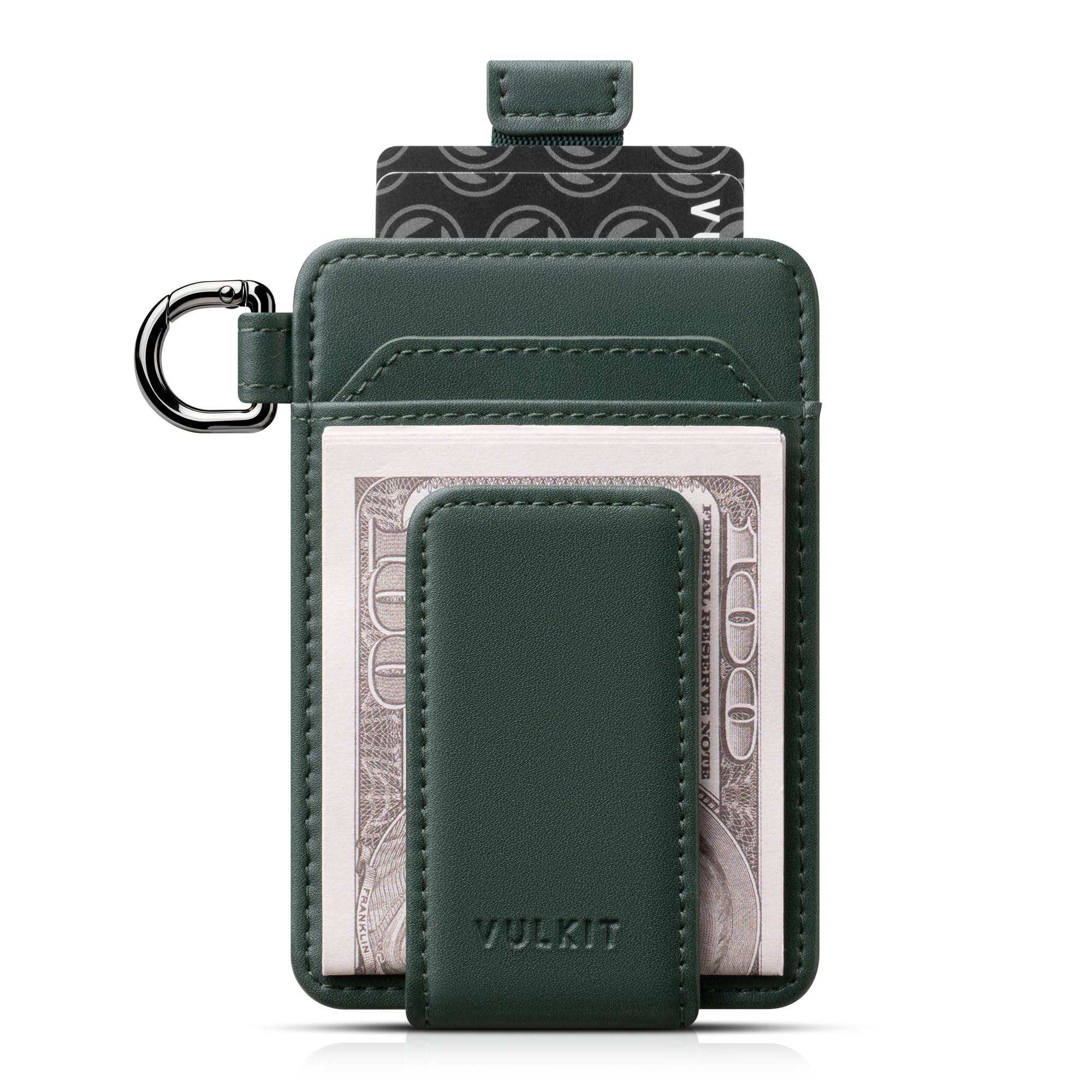 Money Clip Wallet with Key Ring Slim Minimalist Design Magnetic Cash Clip Credit Card Wallet for Mens Womens, Green, Slim, Minimalist-image-7