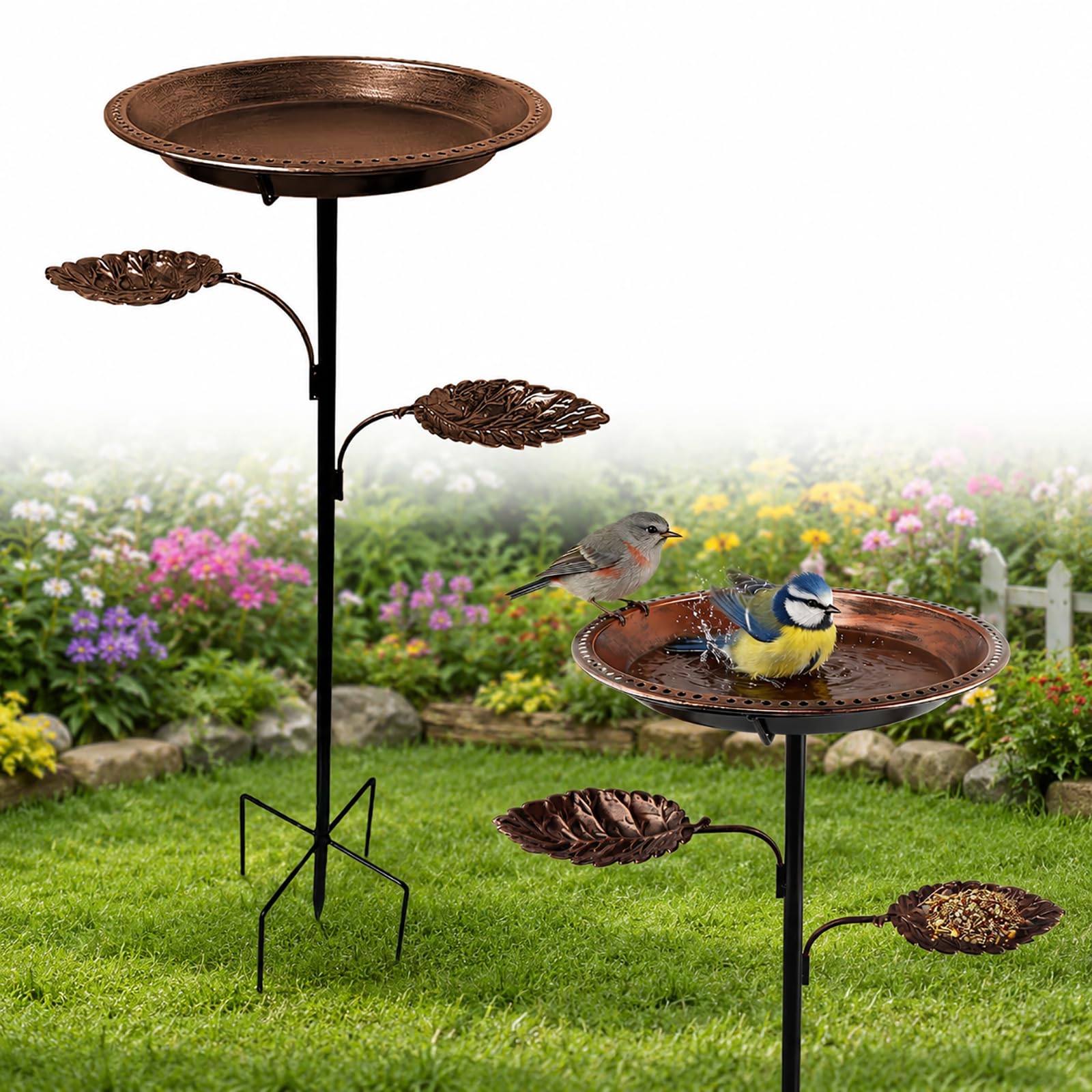 Mangeoire pour oiseaux du jardin en métal style vintage pour décorer votre pelouse