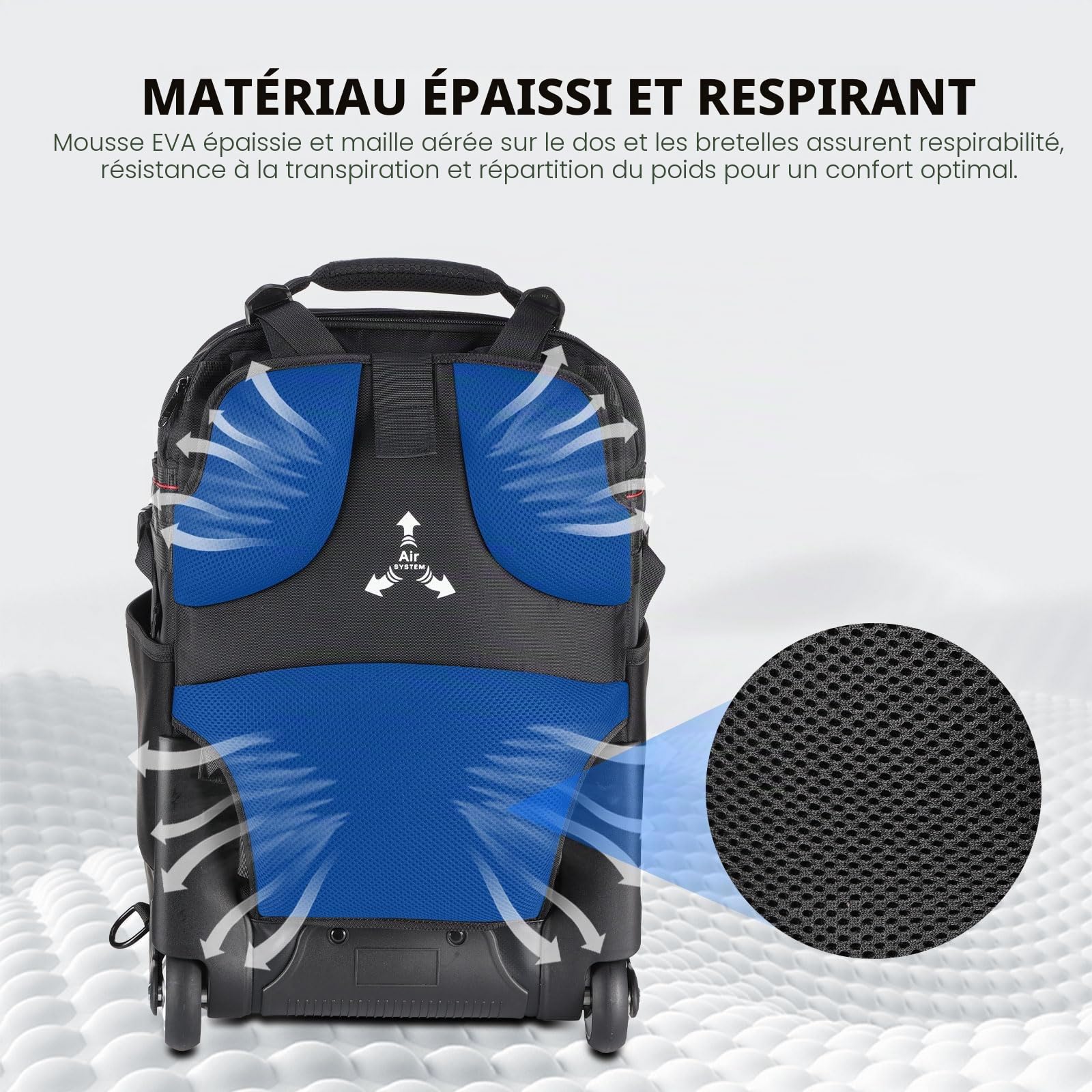 Neewer - Valise à roulettes 2 en 1 pour appareil photo - Durable et imperméable - (compartiment rembourré anti-choc et détachable, barre de traction cachée) Noir