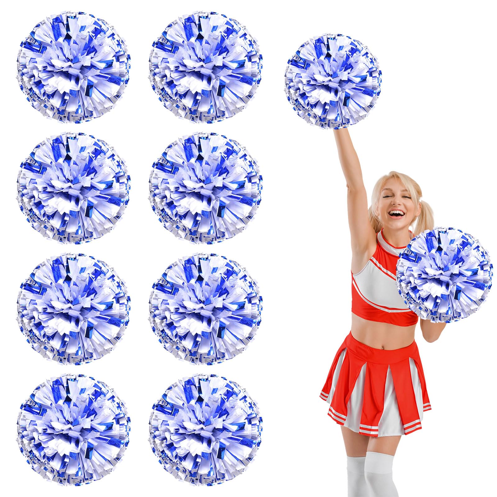 8 pompon da cheerleading,partite, sport di squadra (blue + white)