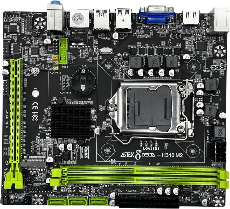 Placa Mãe LGA 1151 32GB RAM DDR4 Intel H310 3 portas SATA 3.0 e 1 para SSD M.2 Micro-ATX USB 3.0 HDMI e Ethernet Gigabit