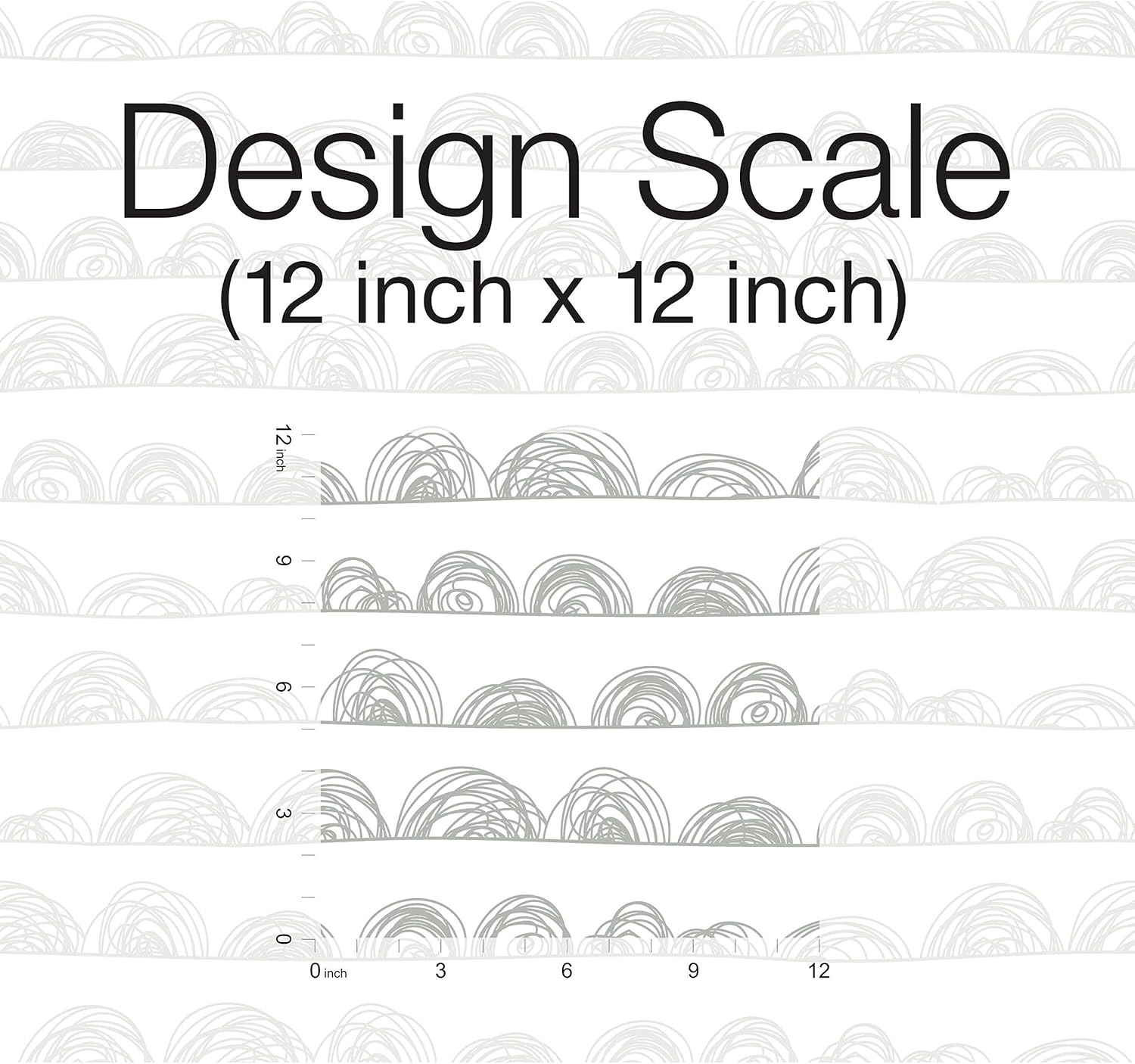 Gray and White Doodle Scallop Peel and Stick Wallpaper Roll