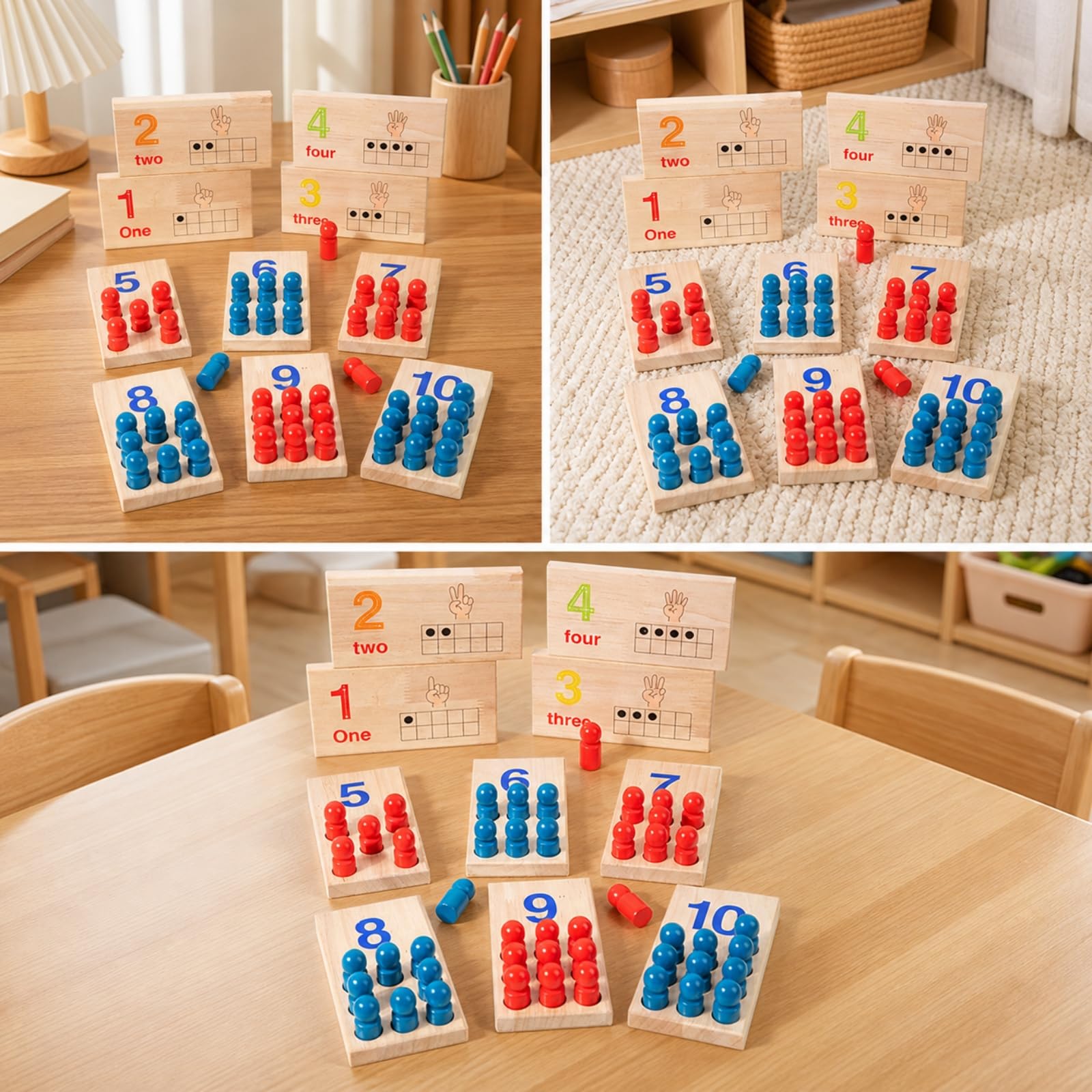 predolo 10 Piezas Tablero Cuadros con Clavijas Numeración sin Pantalla Tabla Numeración Madera No Tóxico Juguete Didáctico Madera para Casa
