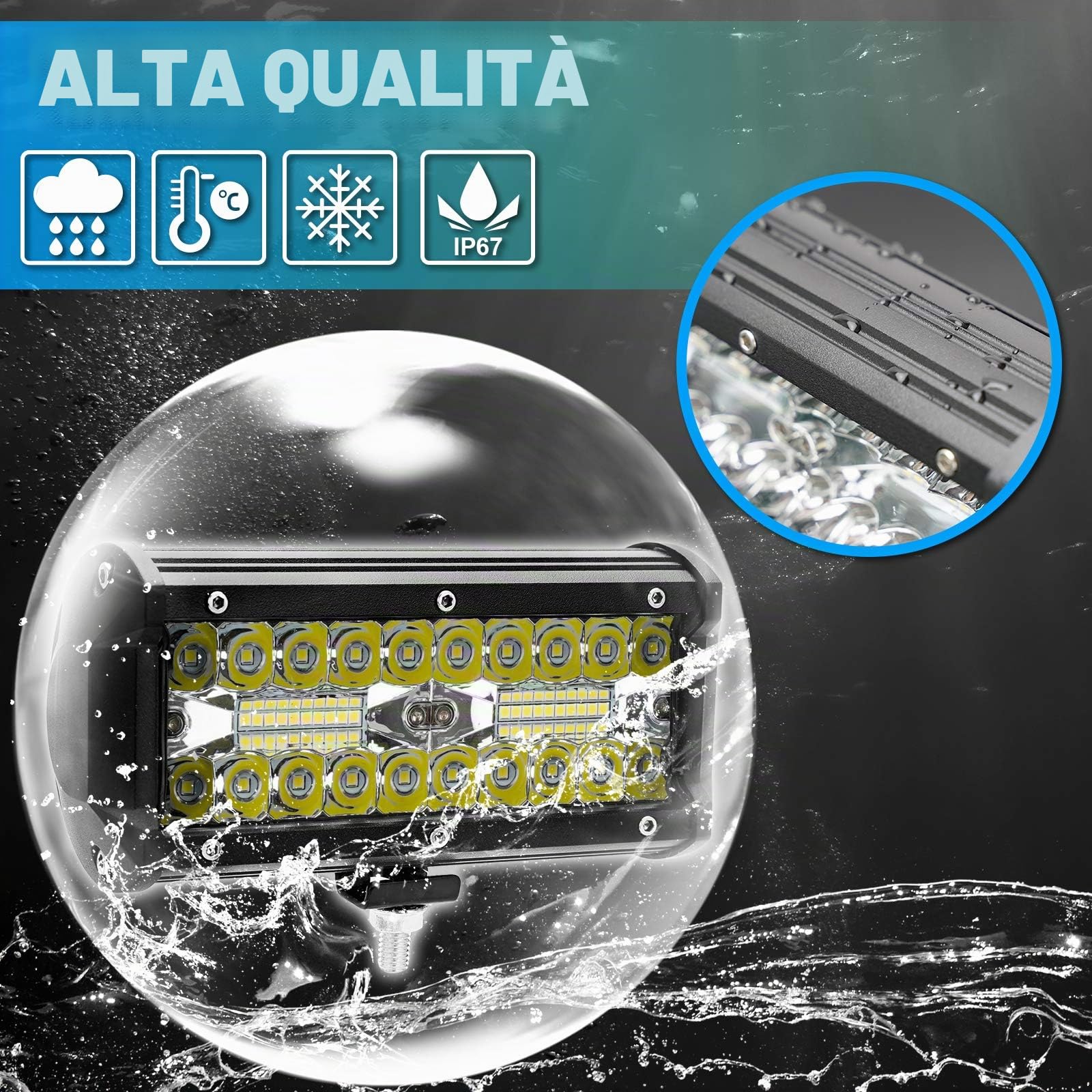Faro da Lavoro, SUPAREE 7" 120w 21000lm Luci Off Road IP68 impermeabile 6000K Spot and Flood Luce di Profondità' a Led Luci di Lavoro Fuoristrada Quadrate a Led