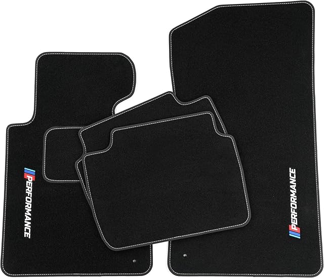 PERFORMANCE Personalizowane welurowe dywaniki podłogowe do BMW Seria 3 E46 1998-2004 - Spersonalizowane, Matowe, Biały - utrzymuj swój samochód w czystości i komforcie dzięki naszym dywanikom podłogow