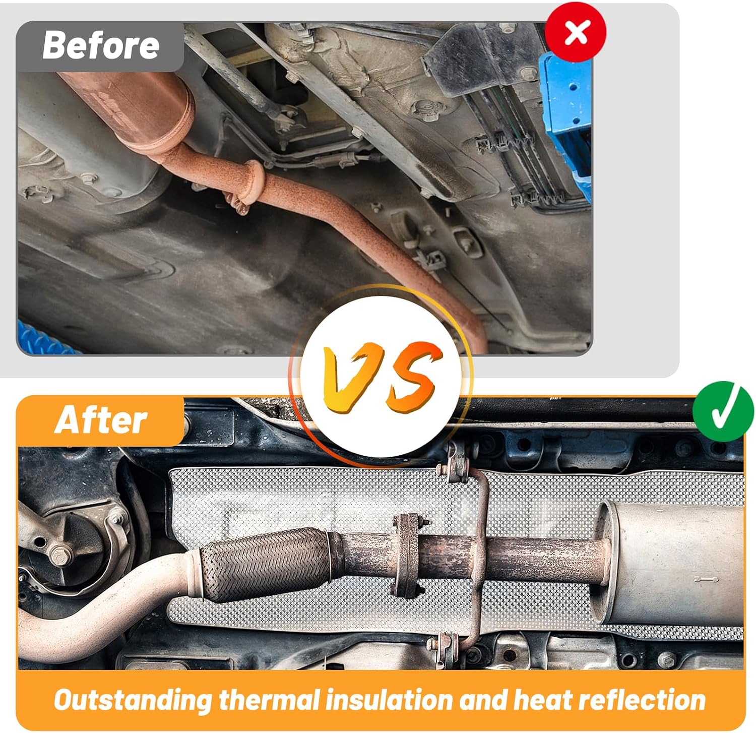 UNIFAMILY Embossed Exhaust Heat Shield Automotive, 12" x 39" Aluminum Exhaust Heat Wrap with 20 Pcs Cable Metal Zip Ties, Exhaust Wrap Heat Barrier Shield, Heat Wrap for Exhaust pipes