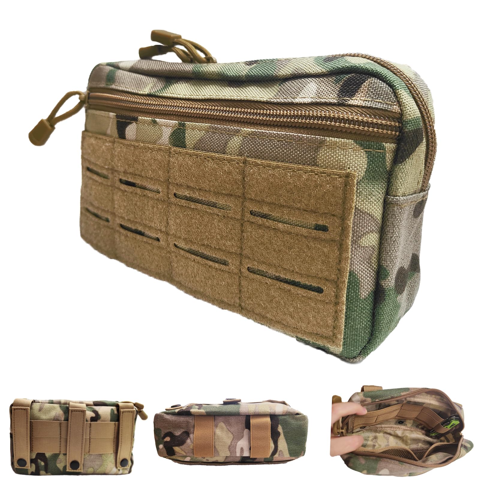 Tactical Molle Admin Pouch, Multi-Purpose Laser-Cut EDC Military Tool Pouch Bag Utility Hygiene Bag for Outdoor, Hunting, Traveling, Hiking