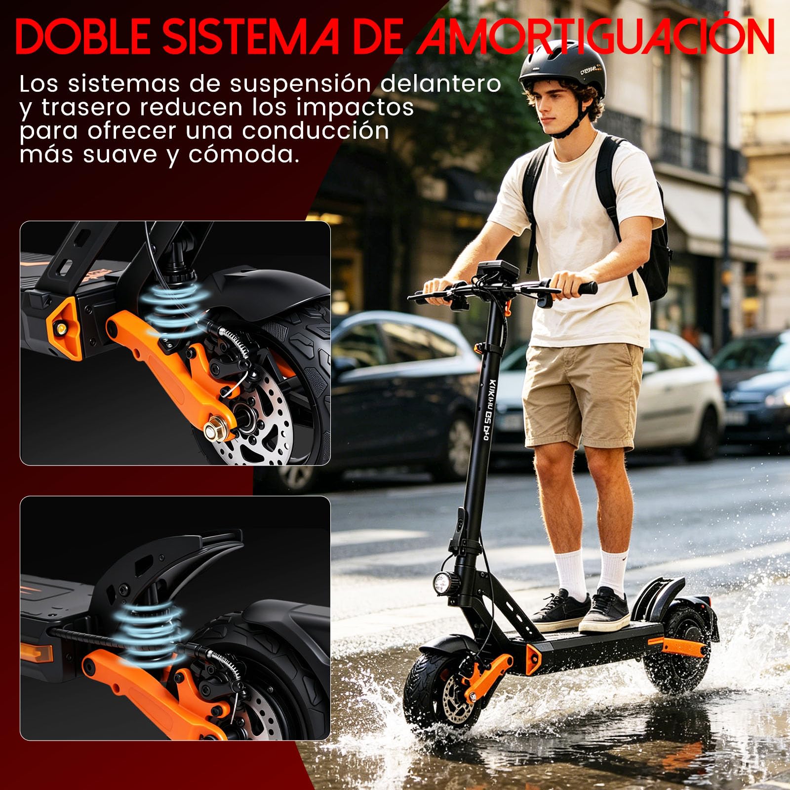 Patinete Eléctrico Adultos Homologado DGT 68km Autonomía Patin Electrico | Patinete eléctrico todoterreno Batería 48V 15.6Ah, Doble Freno, 9" Tubeless ,Sistema de Doble suspensión IP54,Carga 120KG