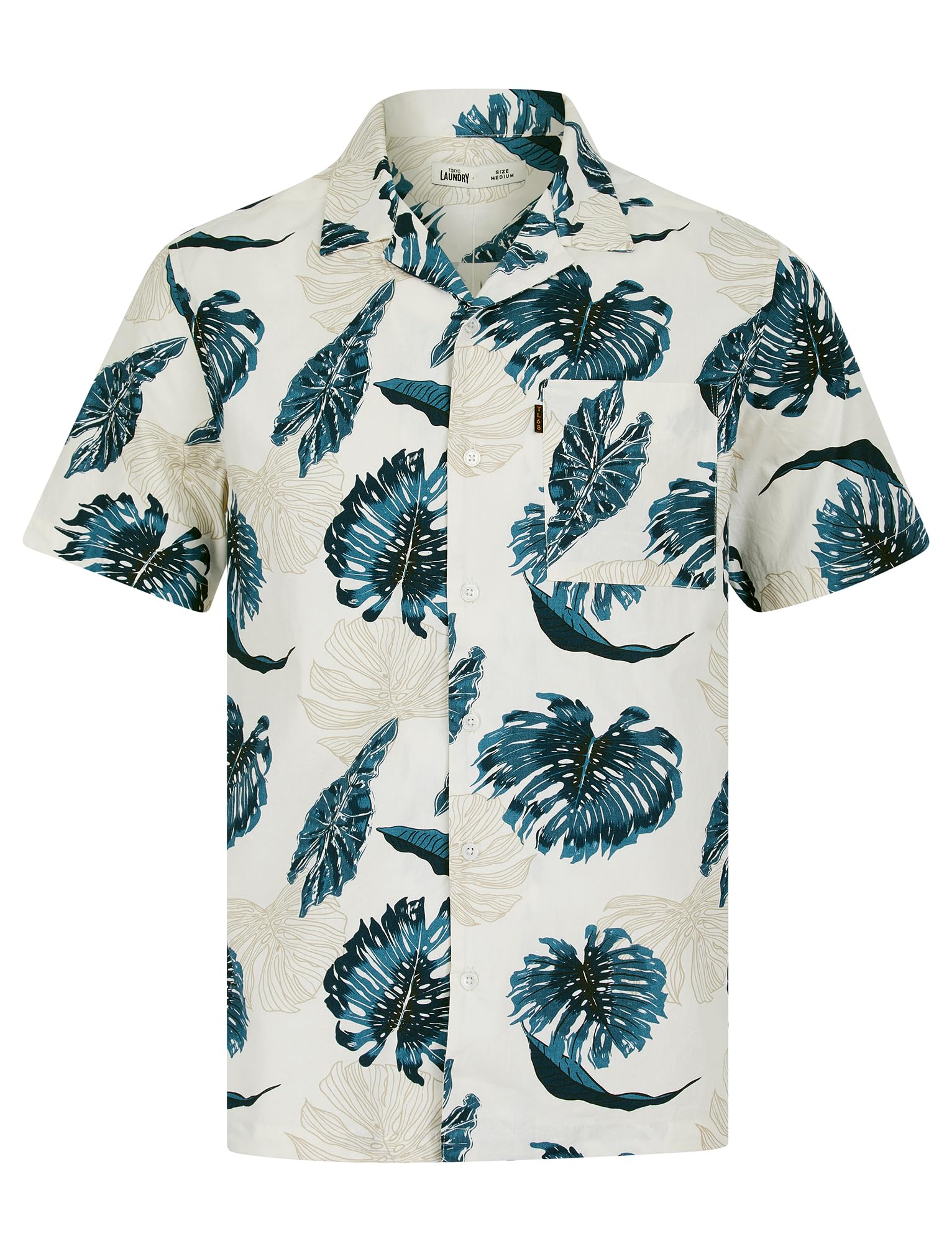 Tokyo Laundry Blue Cotton Printed Poplin Short Sleeve Shirt