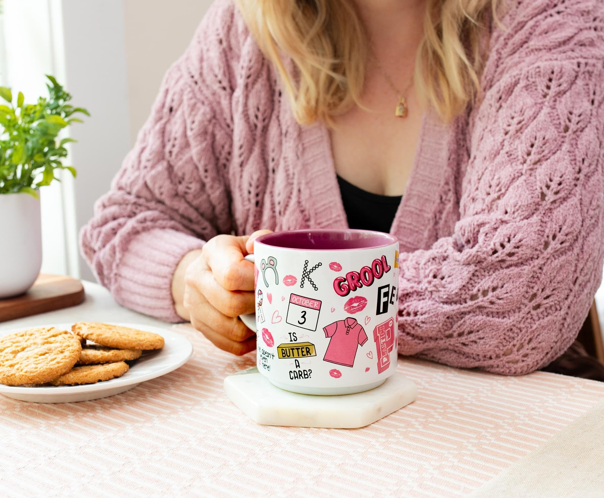 Mean Girls Icons - Taza de cerámica apilable individual | Taza de café para té, cacao, bebidas | Capacidad para 13 onzas