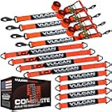 VULCAN Complete Axle Strap Tie Down Kit s - PROSeries - Includes (4) 22 Inch Axle Straps, (4) 36 Inch Axle Straps, and (4) 8' Snap Hook Ratchet Straps