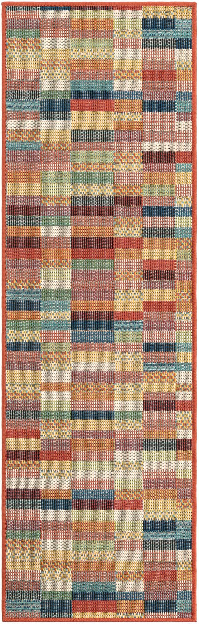 Rugs.com Baja Outdoor Collection Rug – 6 Ft Runner Multi Medium-Pile Rug Perfect for Hallways, Entryways