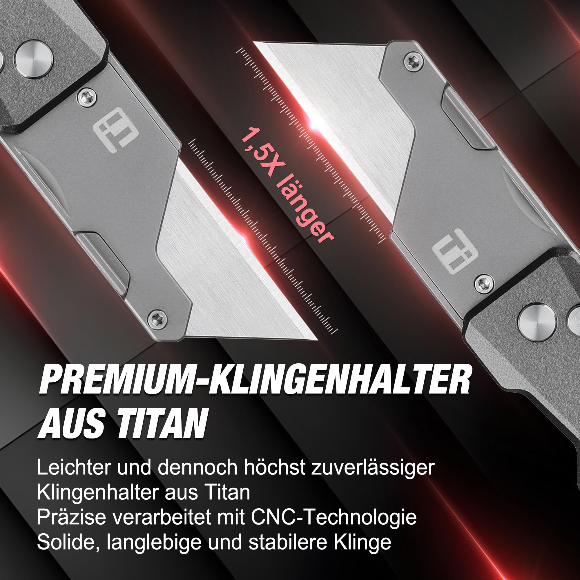 FLISSA Klappmesser Teppichmesser, Titan CNC-gefrästes Universalmesser, Cuttermesser mit Schnellwechselklinge, Ideale Geschenke für Männer und Frauen, mit extra 10 Klingen