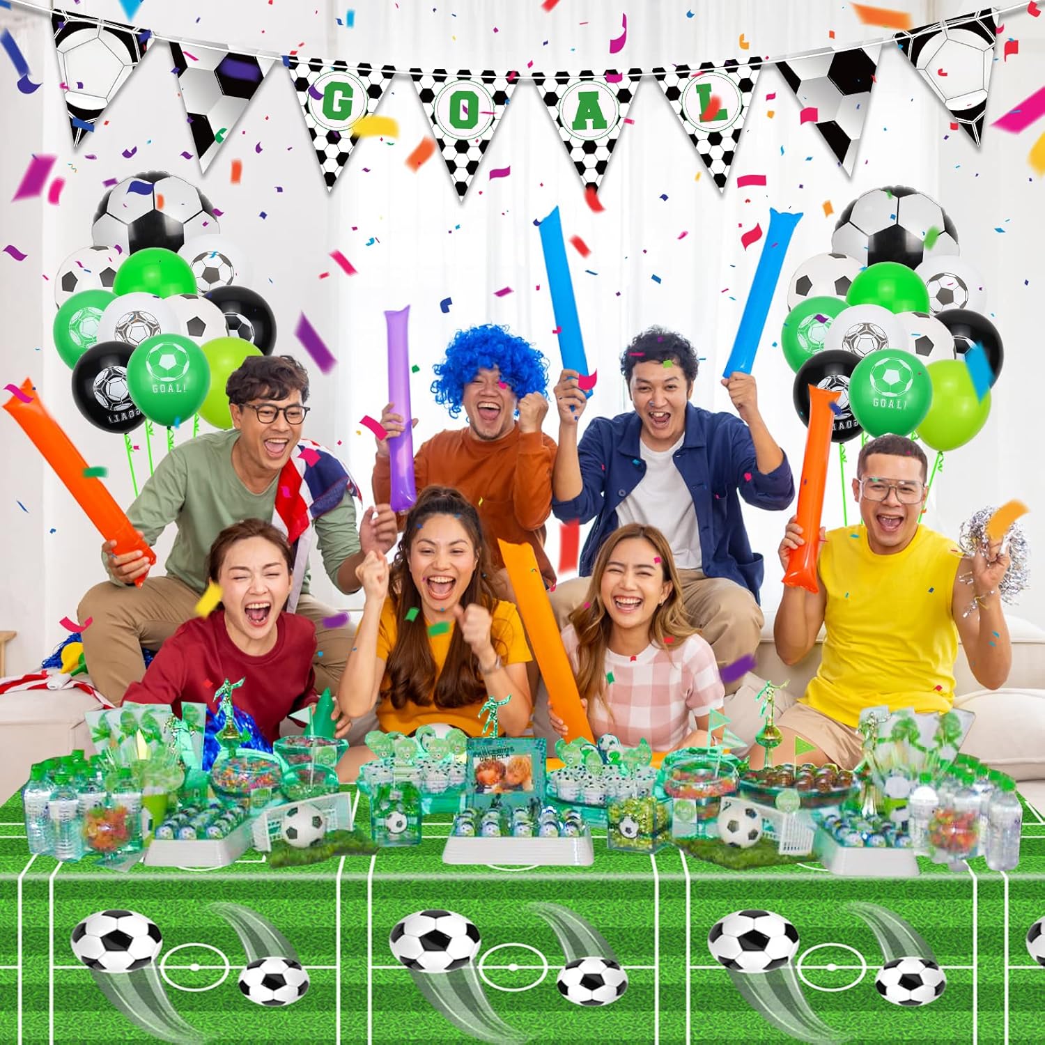 4 Pack Soccer Tablecloths, Soccer Theme Party Table Cover, 51x87'' Plastic Disposable Rectangle Tablecloth for Boys Birthday Sport Events Decorations - Image 3