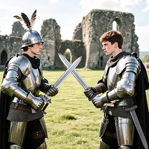 Vista 5 de Espada de juguete de caballero de 23.6 pulgadas, espada falsa medieval de plástico, accesorios de disfraz de guerrero romano para adultos