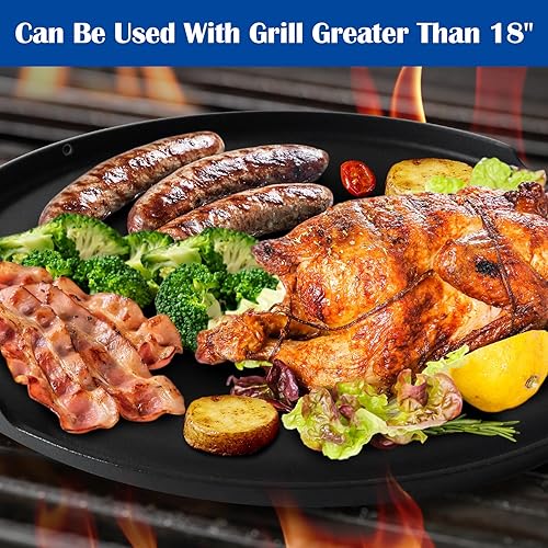 Miniatura 7 de Parrilla de hierro fundido 2 en 1 para parrilla de carbón Oklahoma Joe's 7577447P04, sartén antiadherente de 18 pulgadas para Weber al aire libre,